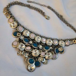 SODINI BIJOUX SILVER MULTI-COLOR DISC STATEMENT NECKLACE